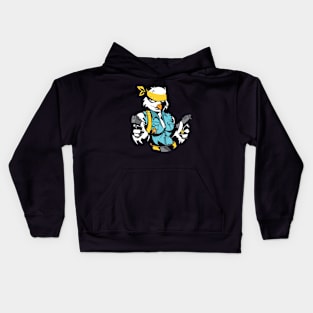 Fighting chicken with pistol Kids Hoodie